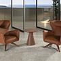 Revolving armchair faux leather brown 2
