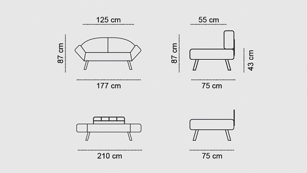 Genzo Schlafsofa 2-Sitzer Petrol Blau 6