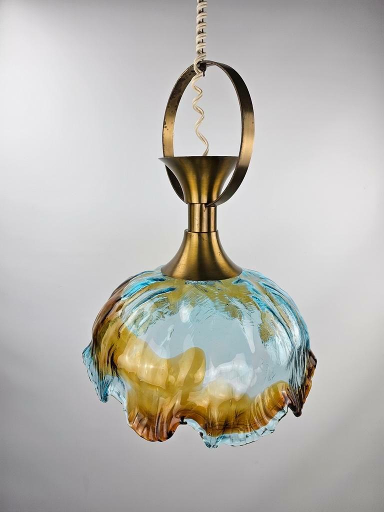 Vintage Pendelleuchte Muranoglas Messing Mehrfarbig 2