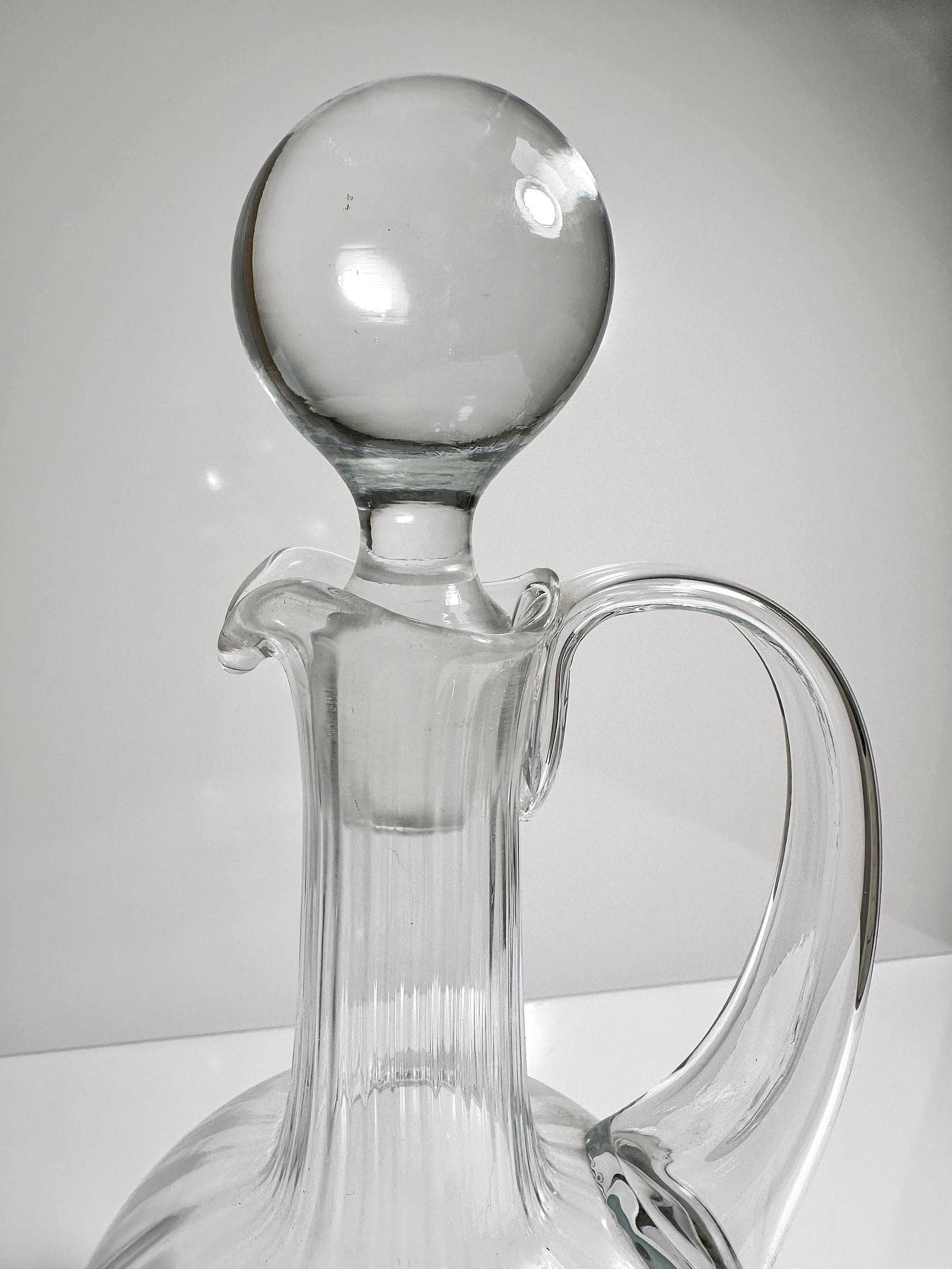 Vintage Wasserkrug Glas Transparent 1950er Jahre 6