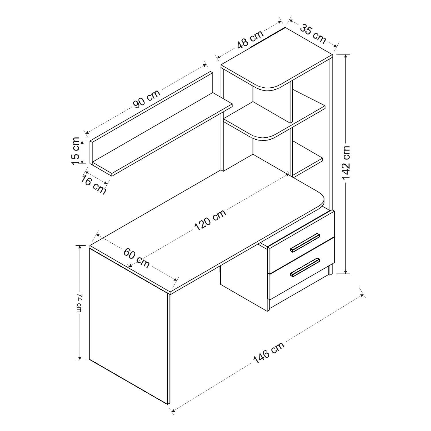 Alaska Schreibtisch Holzfurnier Weiß Schwarz 7