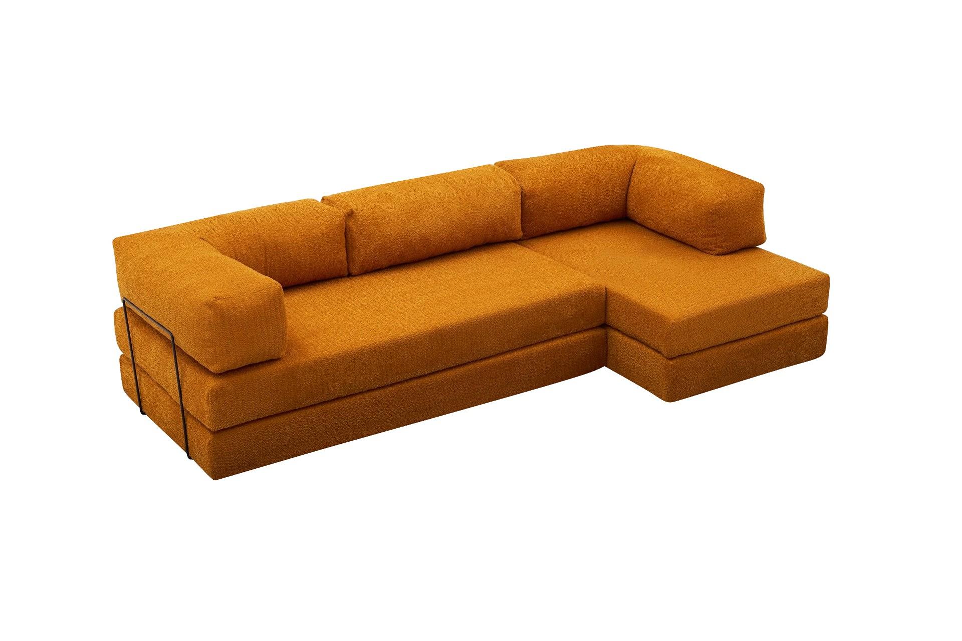 Comfort Schlafsofa Récamiere Rechts Orange 9