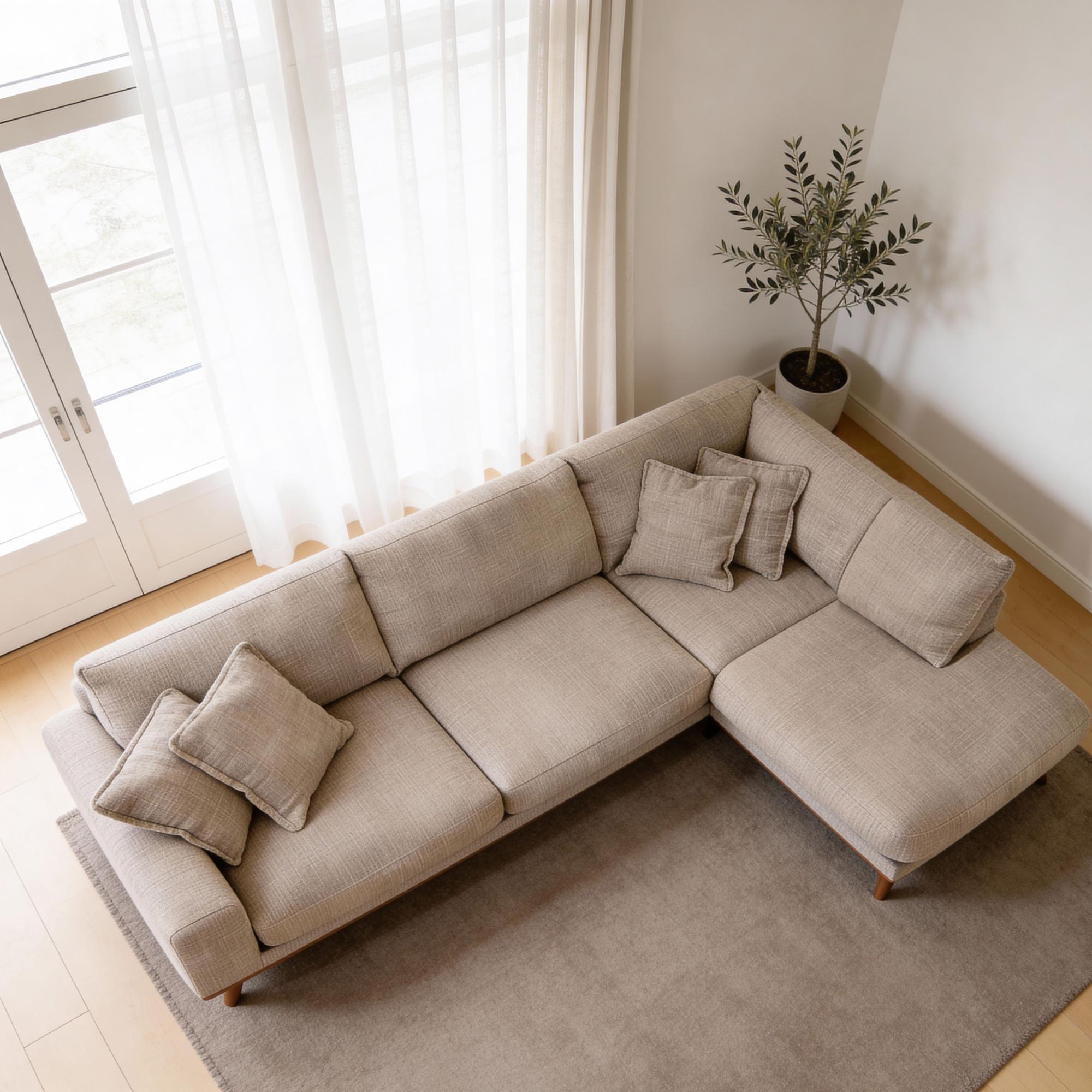 Corner Sofa Harper 3-Seater Right Light Brown 2