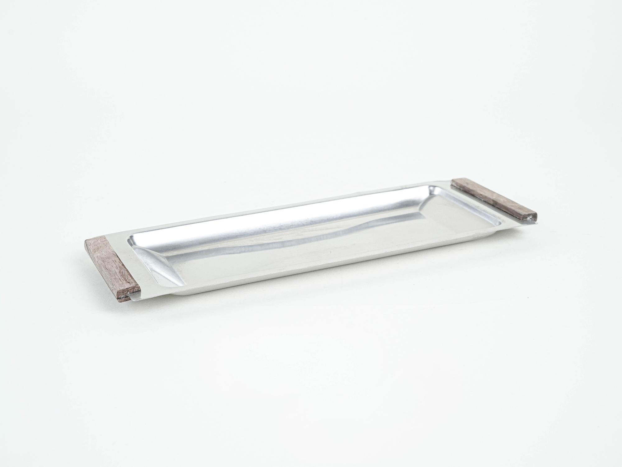 Edelstahtablett 1970er Jahre 1