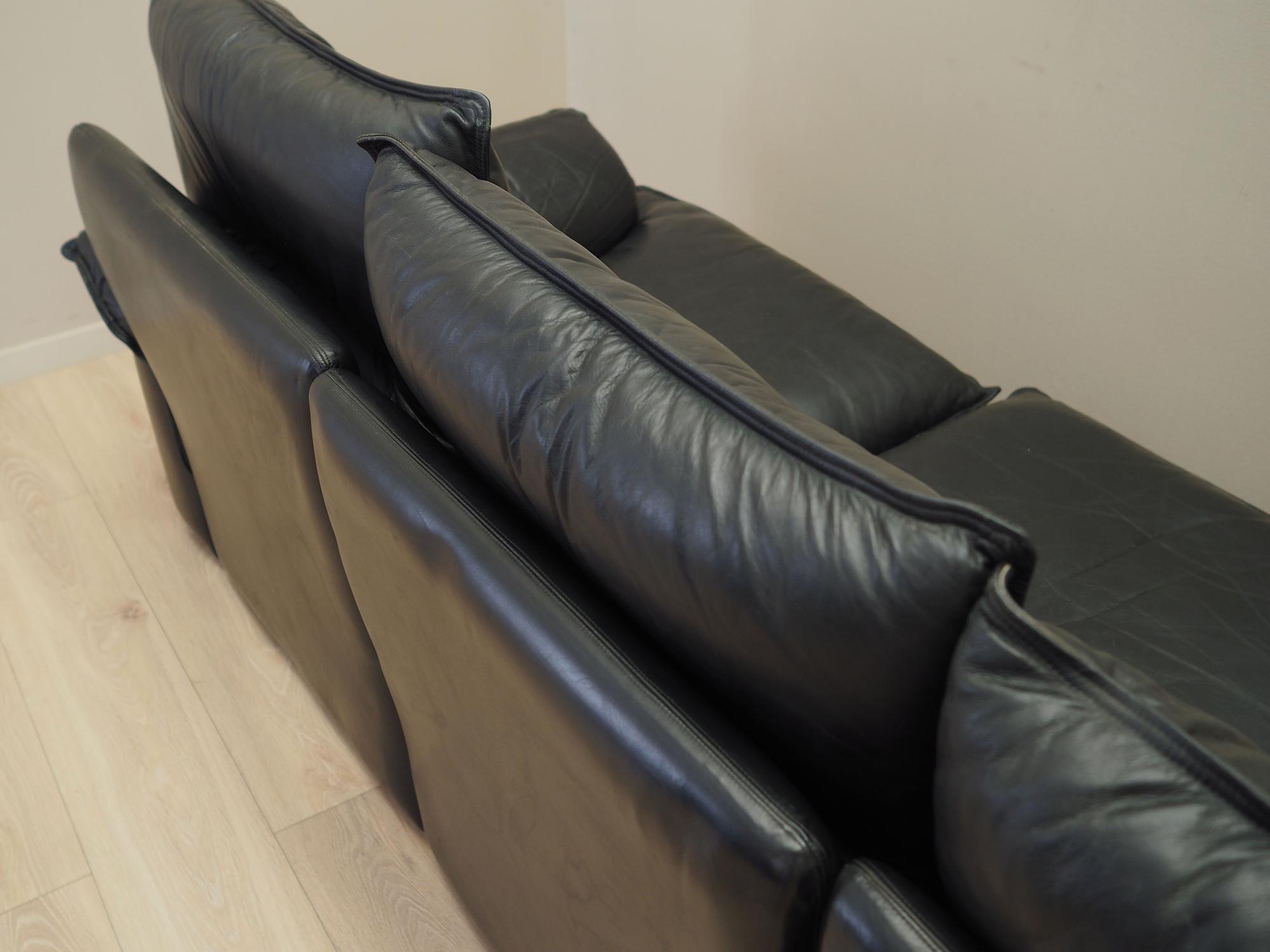 Modulares Sofa Leder Schwarz 1960er Jahre 14