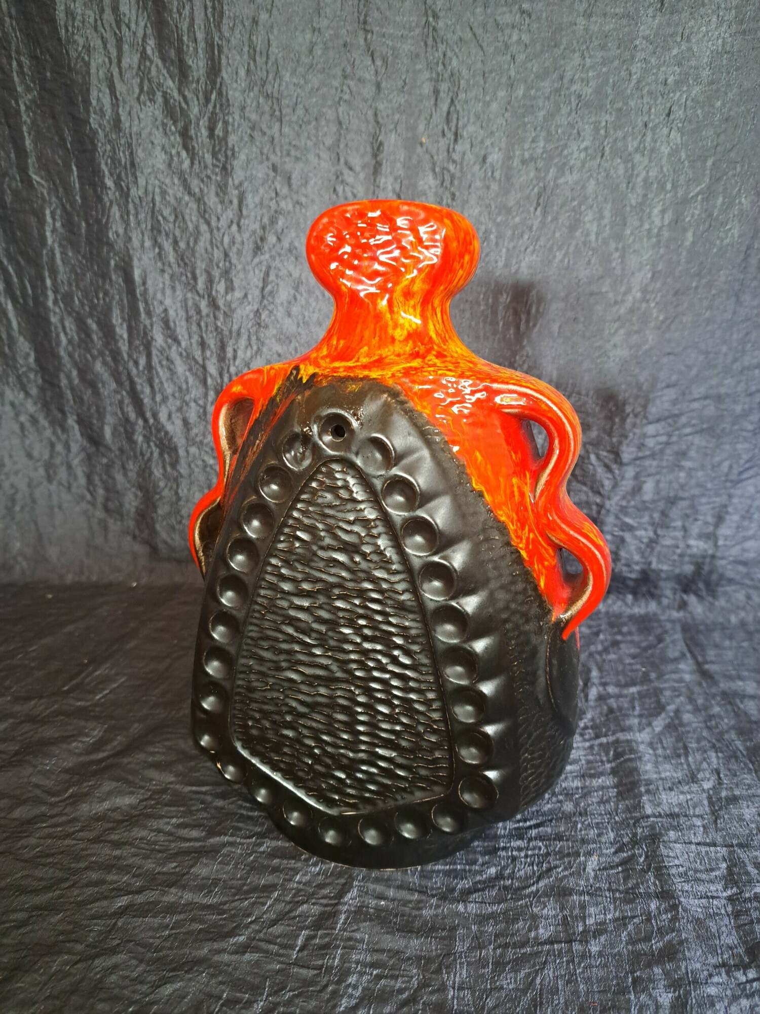 Vintage Windlicht Keramik Orange 1