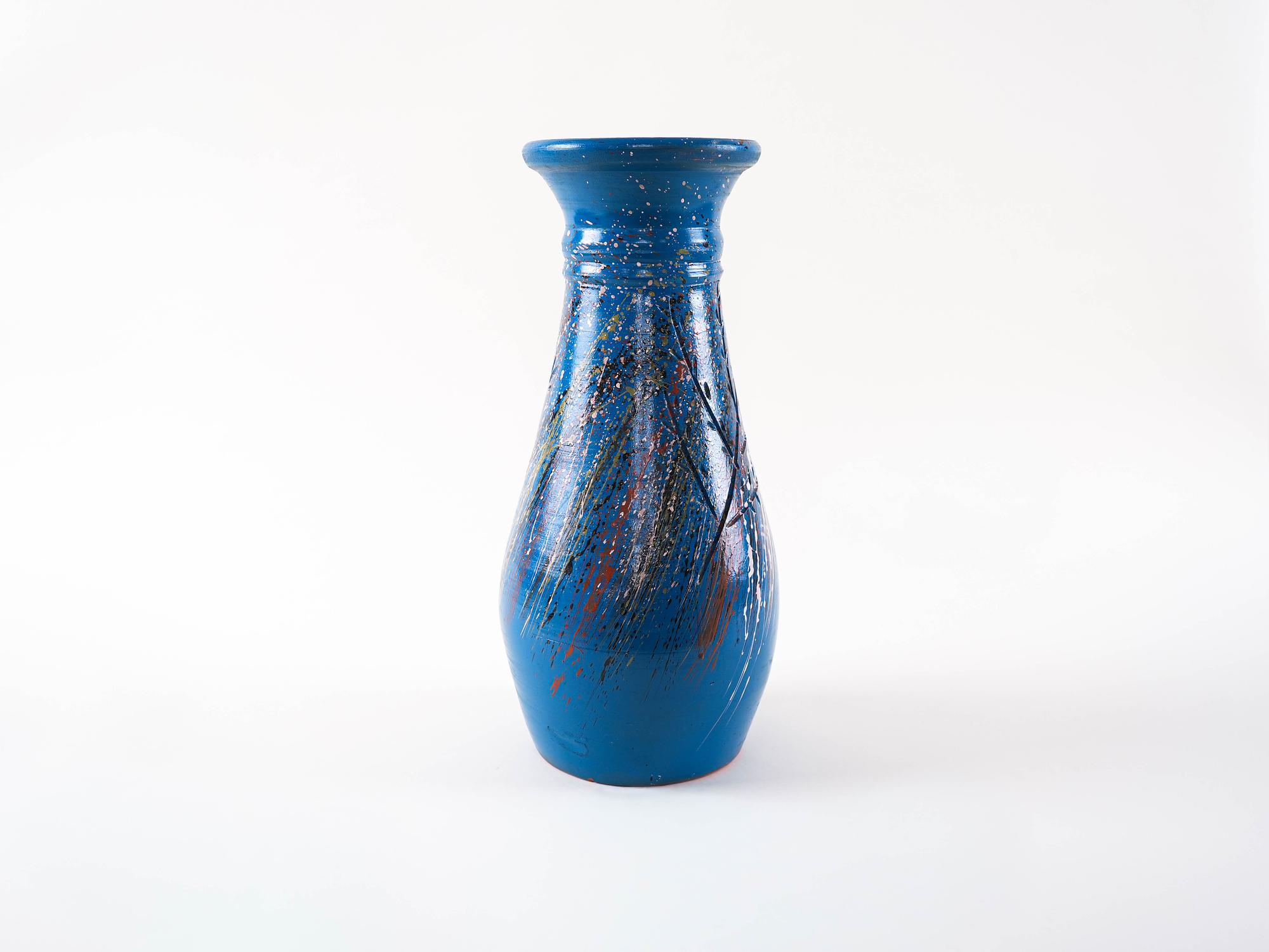 Keramikvase Blau 1970er Jahre 2