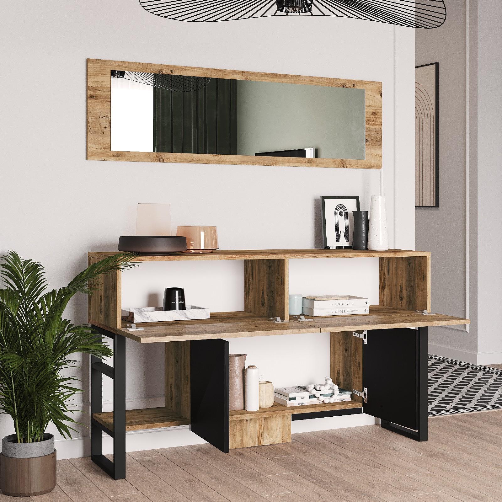 Console table with shelf brown 4