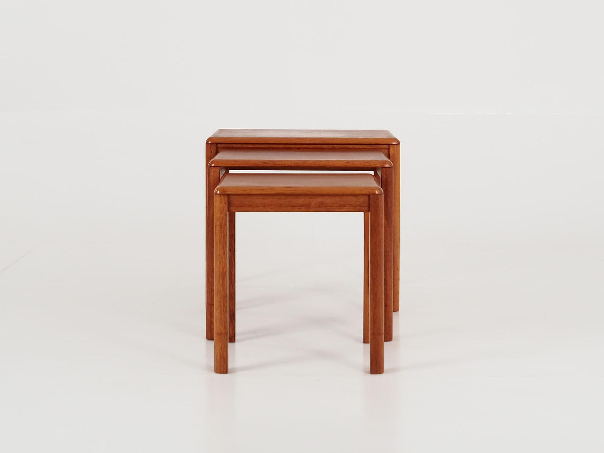 3x Vintage Side Table Teak Brown 1970s 12
