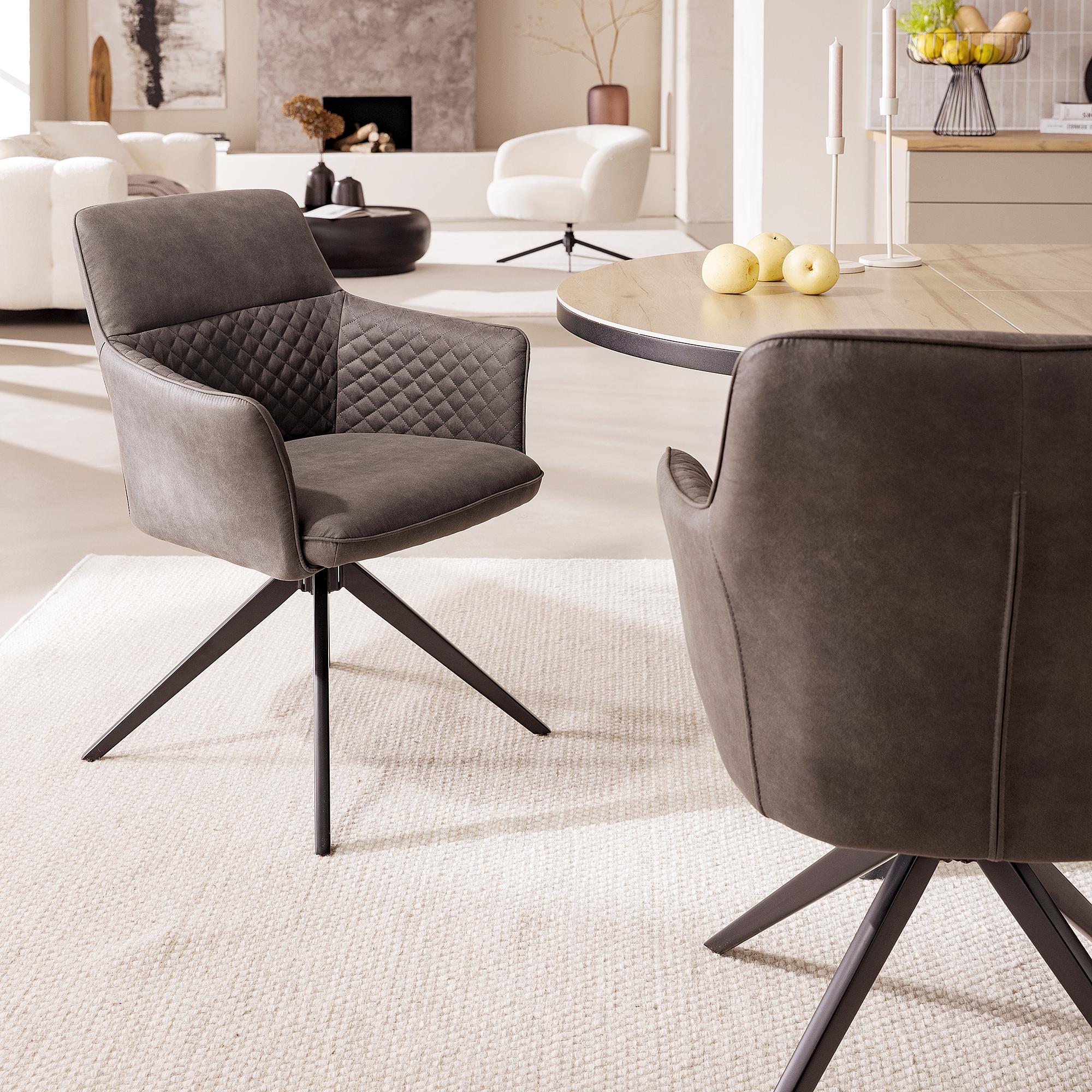 Armchair YEVOY Set of 2 Microfiber Iron Dark Grey 3