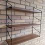 Vintage Wandregal Holz Braun Metall 2