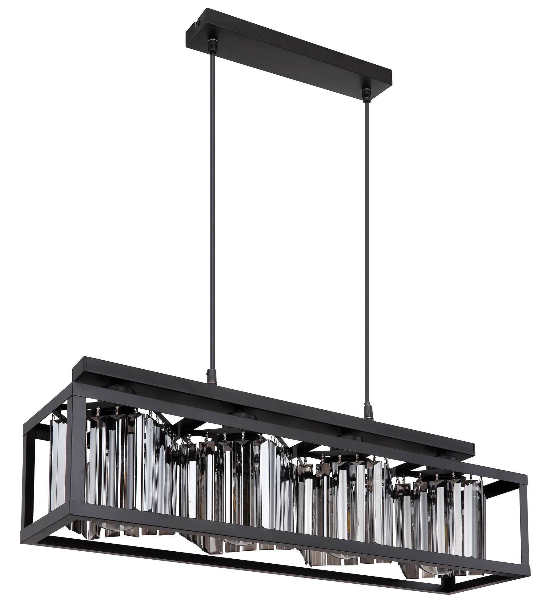 4-Flame Pendant Lamp Mathilde Smoked Glass Iron 3