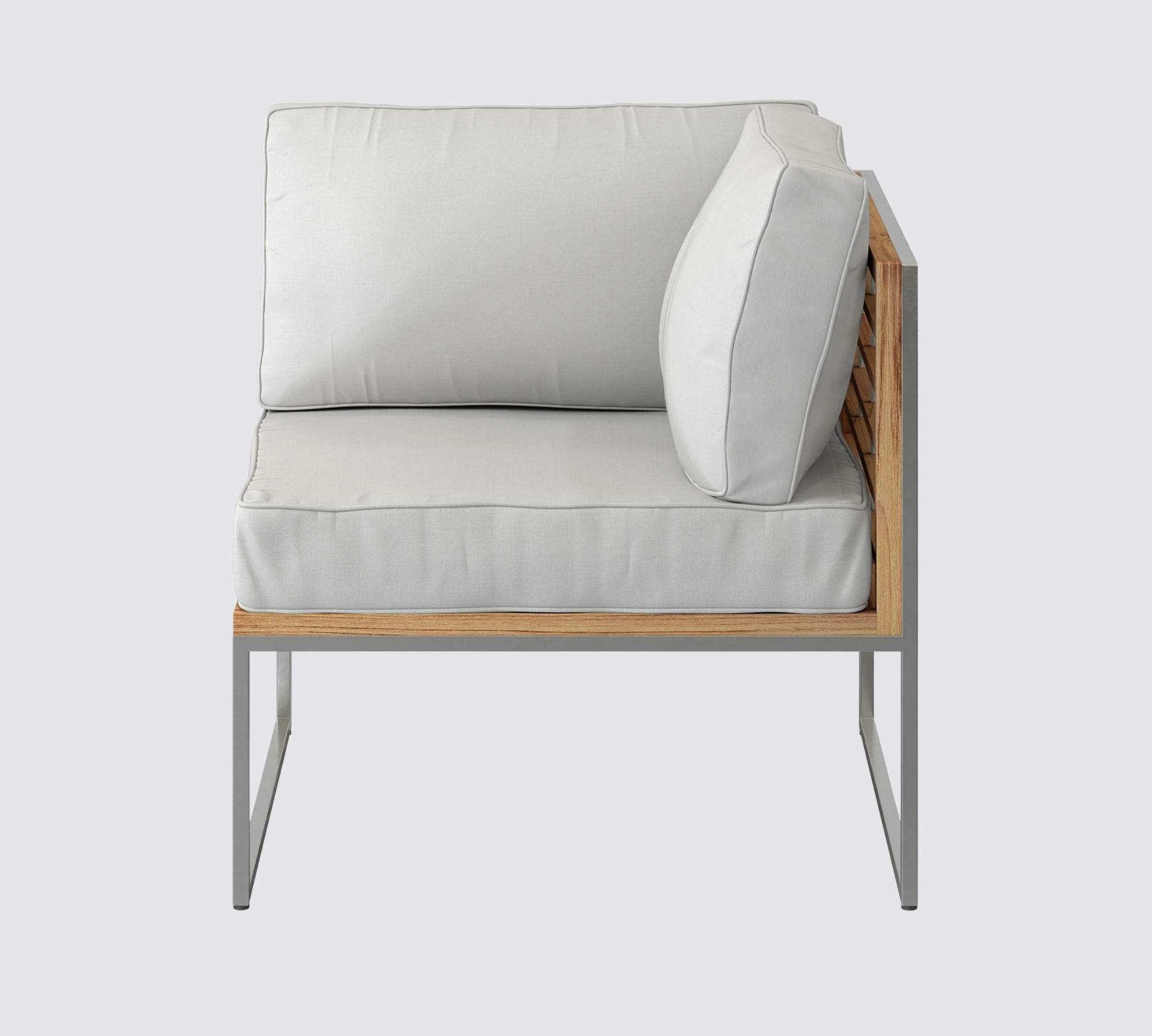 Loungeecke aus gebürstetem Edelstahl mit Teak  1