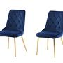 2x Velvet Lyx Esszimmerstuhl-Set Messing Samt Blau 1