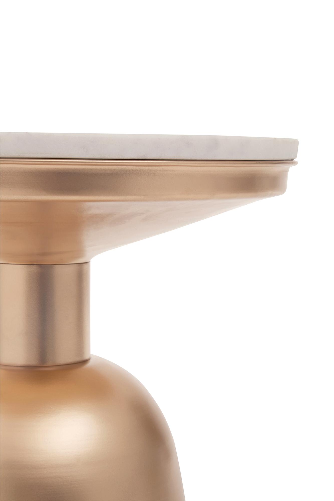 Amira White Marble Top Gold Base Beistelltisch
 3