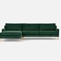 Astha 3-Sitzer Sofa Récamiere Links Velours Lux Dark Green 0