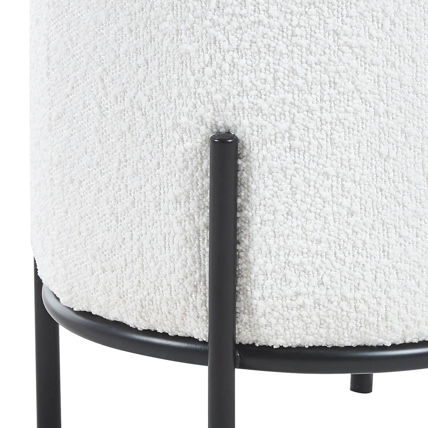 Upholstered stool Bumyra Bouclé White 3