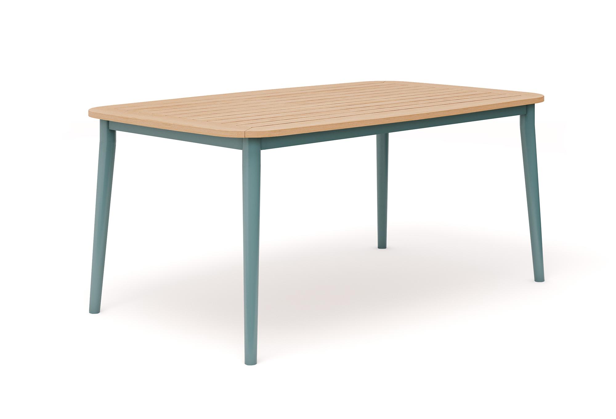 Charlie Tisch Teak-Platte Aluminium Petrol 170 x 100 cm 0