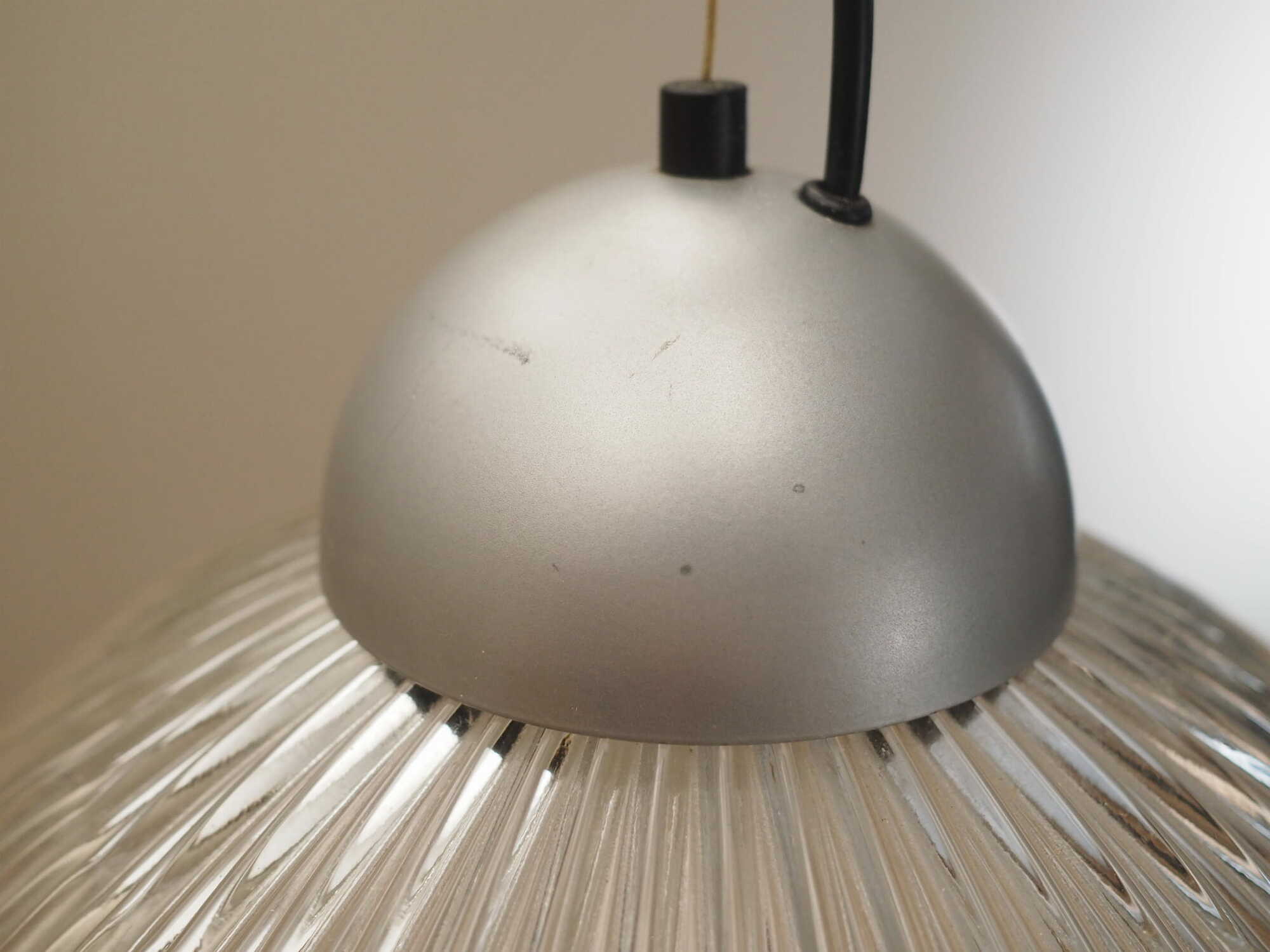 Vintage pendant lamp glass plastic grey 1970s 5