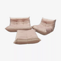Togo Lounge Set 3 pezzi velluto rosa chiaro 0