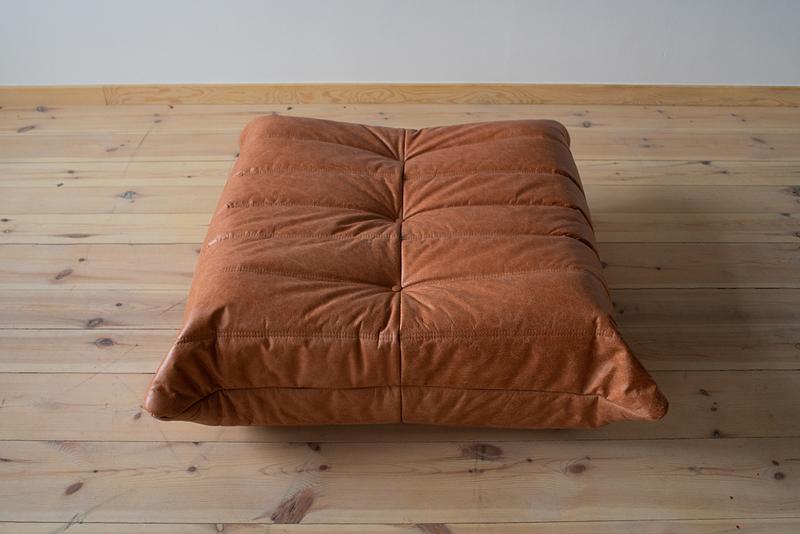 Togo armchair and ottoman set pull-up leather peach brown 3