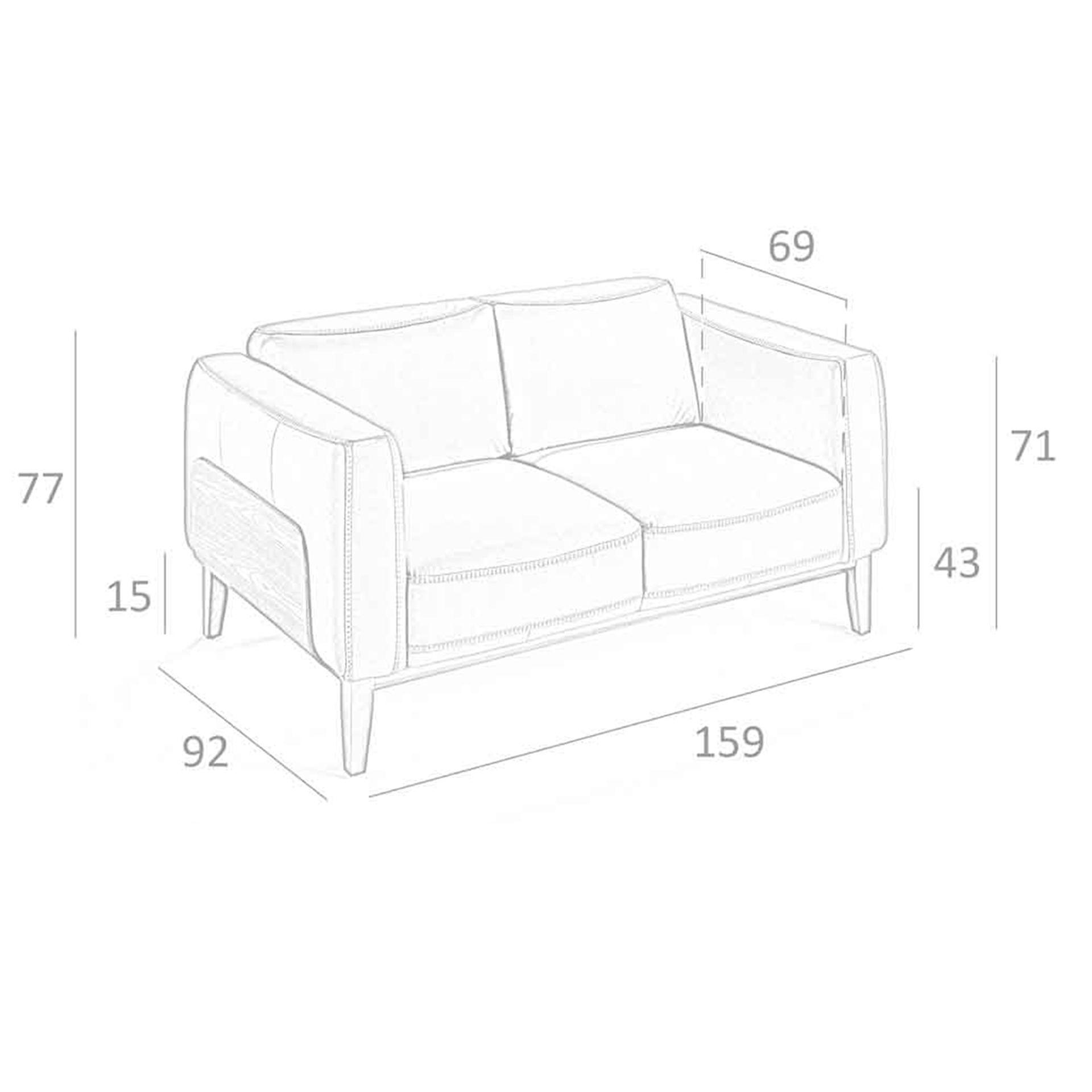 White leather 2-seater sofa 6118 8
