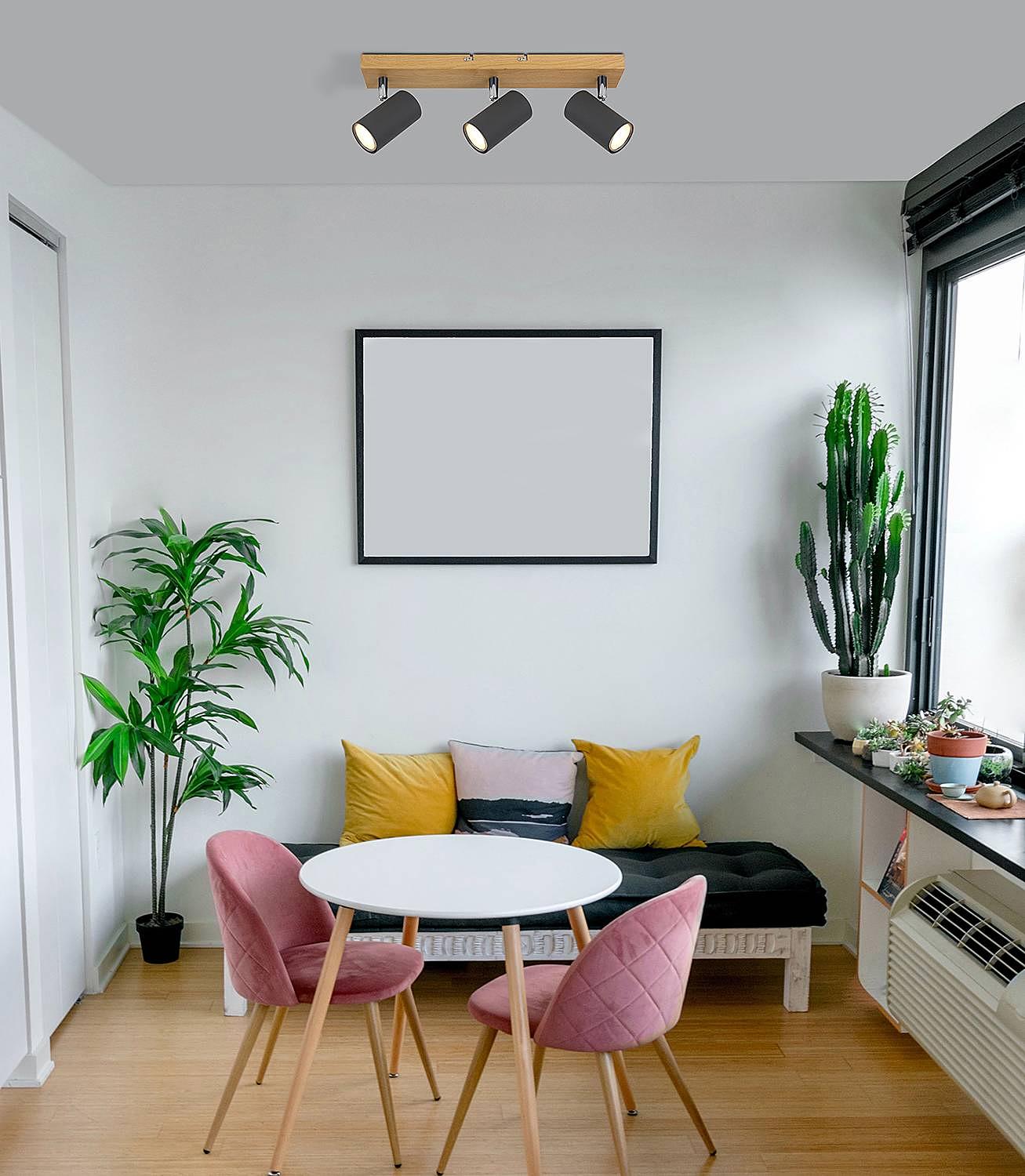 Deckenstrahler Robby Eisen Eiche 3-Flammig Hell Dekor Grau 2