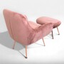 Moby Sessel und Hocker Chrom Samt Rosa 2