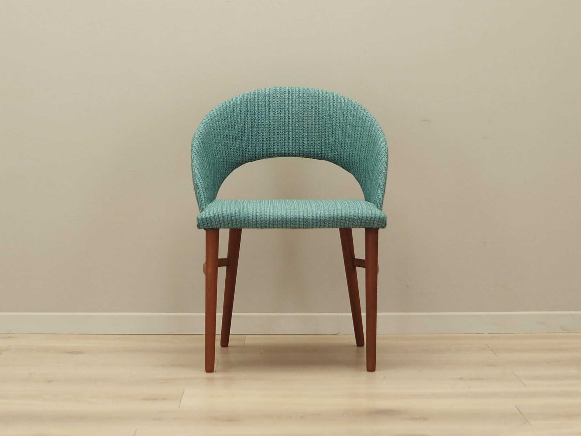 Vintage chair teak wood textile turquoise 1970s 1
