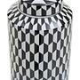 Marlo Kleiner Geometrically Printed Ceramic Jar Black White 1