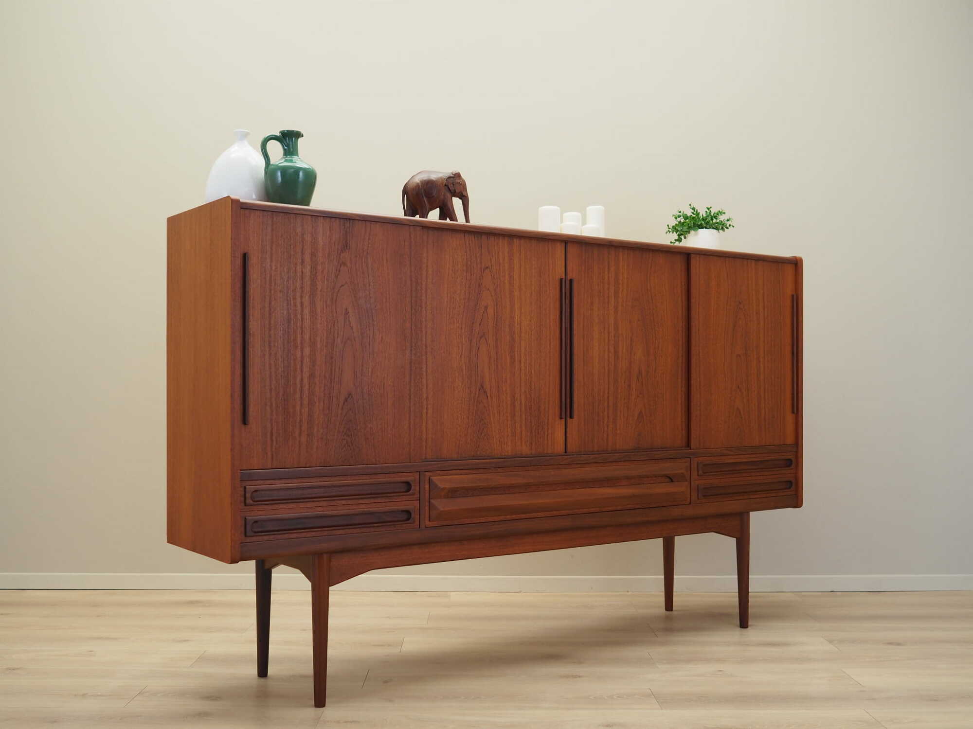 Highboard Holz Braun 1960er Jahre 5