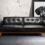 Chester Sofa 3-Sitzer Leder Schwarz 2