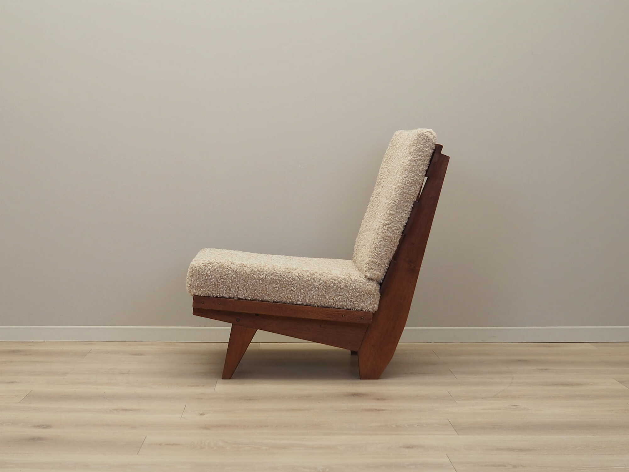 Vintage Sessel Textil Holz Weiß 1960er Jahre 4