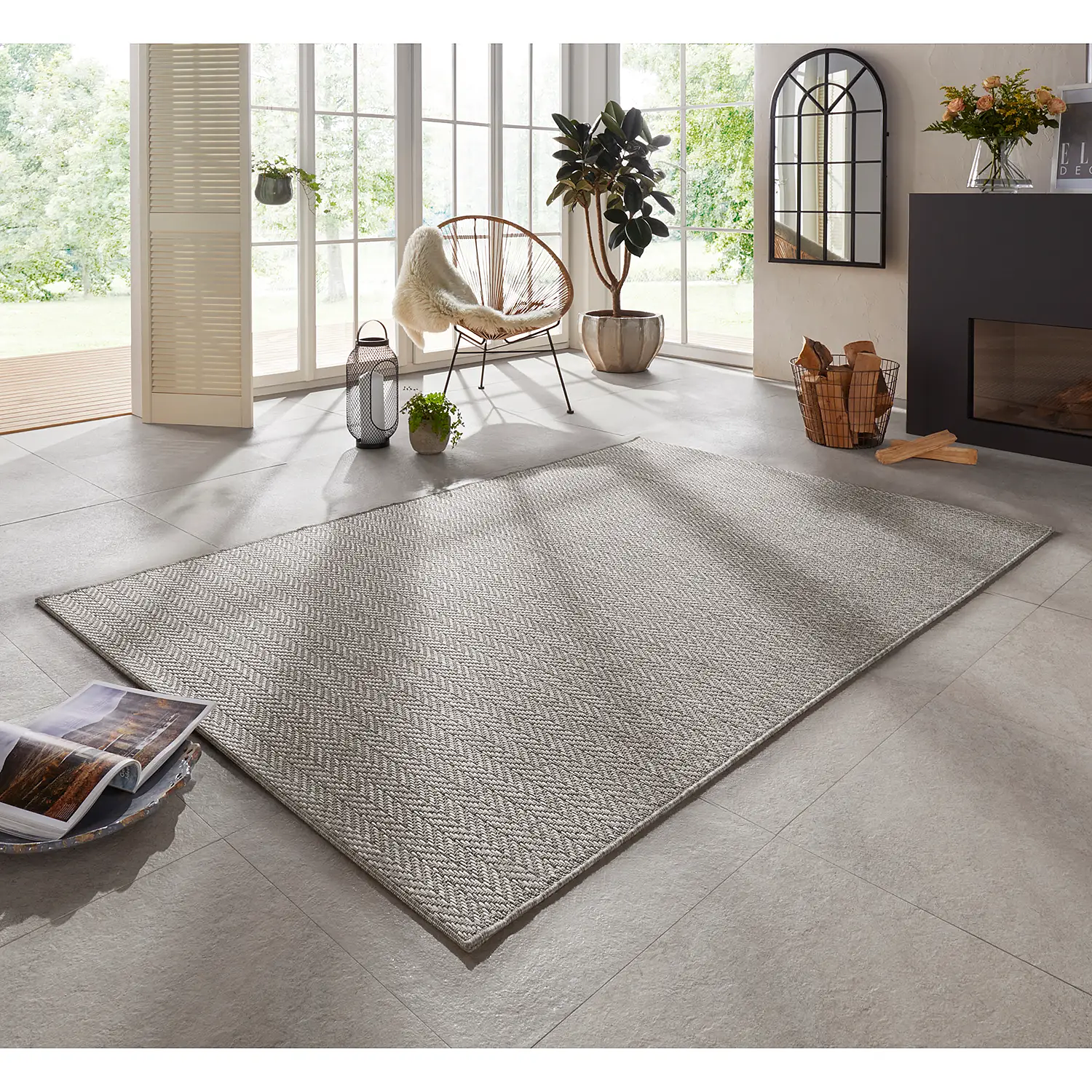 In-/Outdoorteppich Caen Grau 80 x 150 cm 0