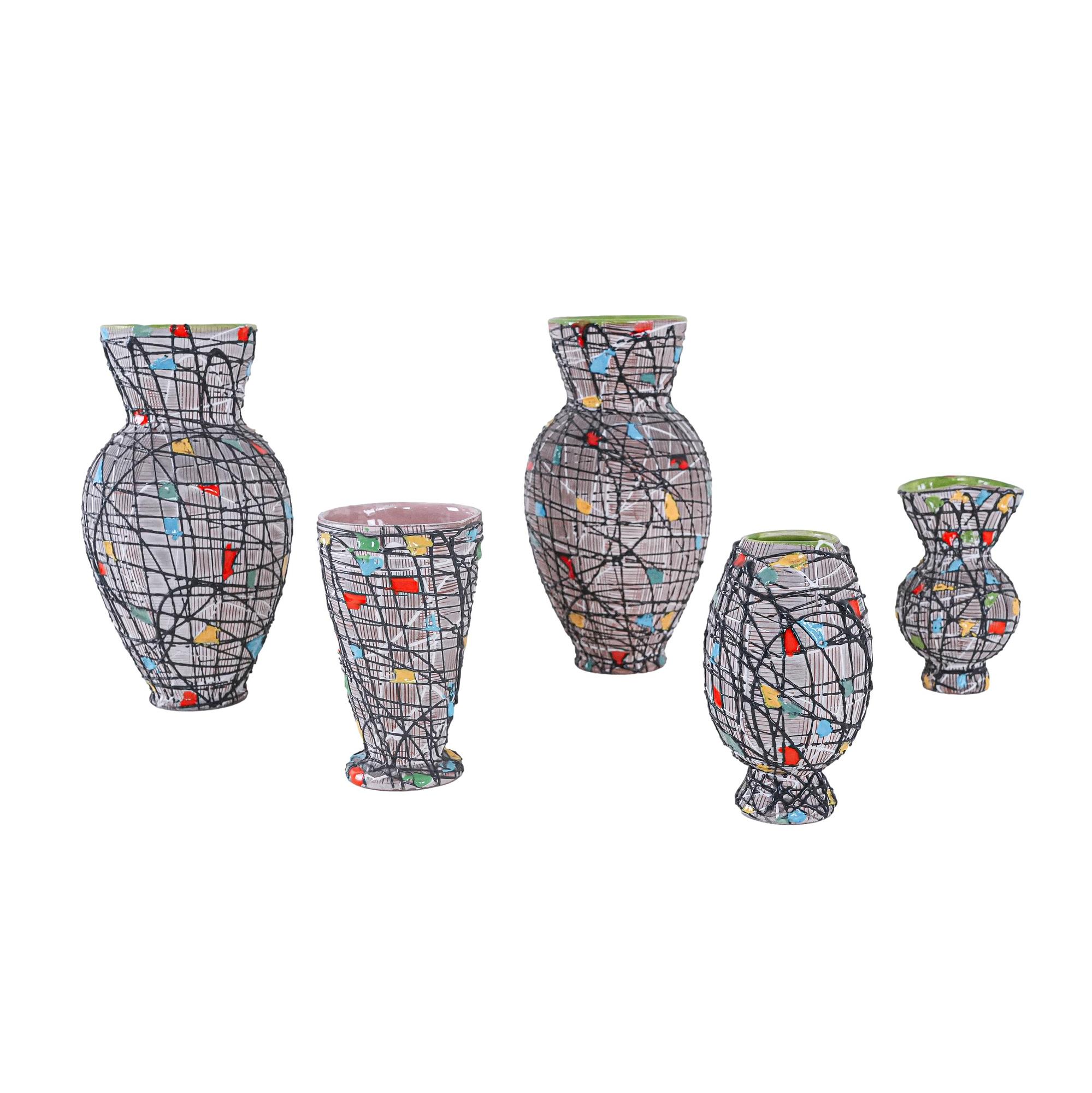 Ceramic Vase Set Multicolored 1960s 0