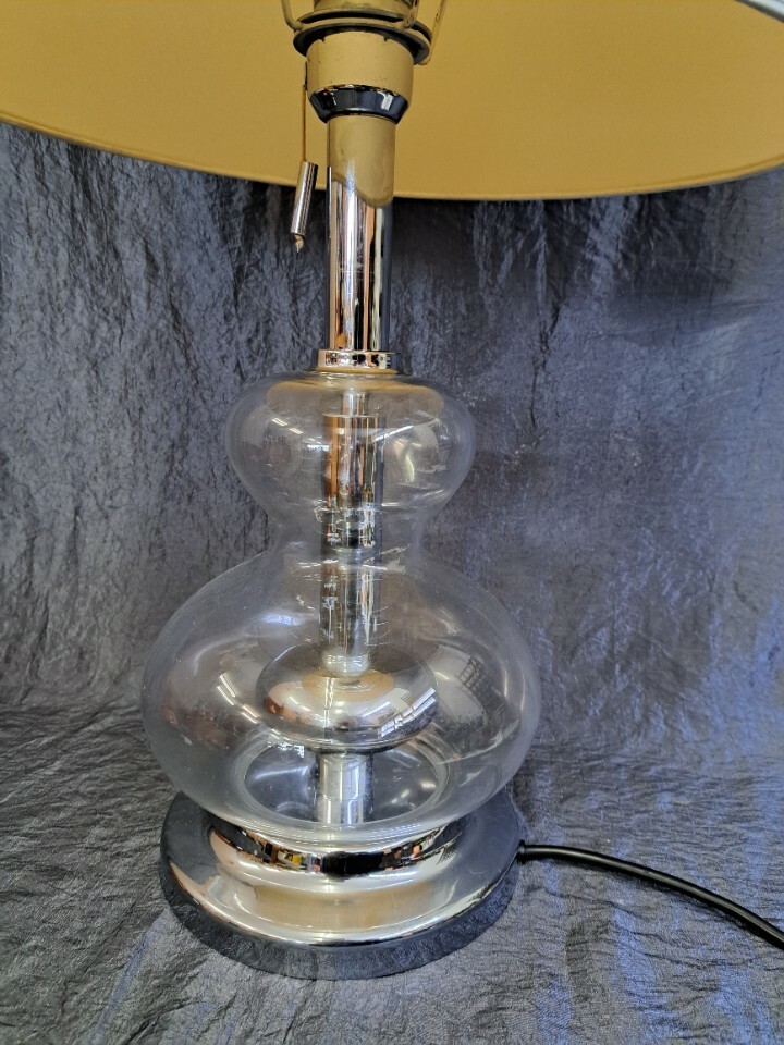 Vintage Tischlampe Glas Chrom Silber 3