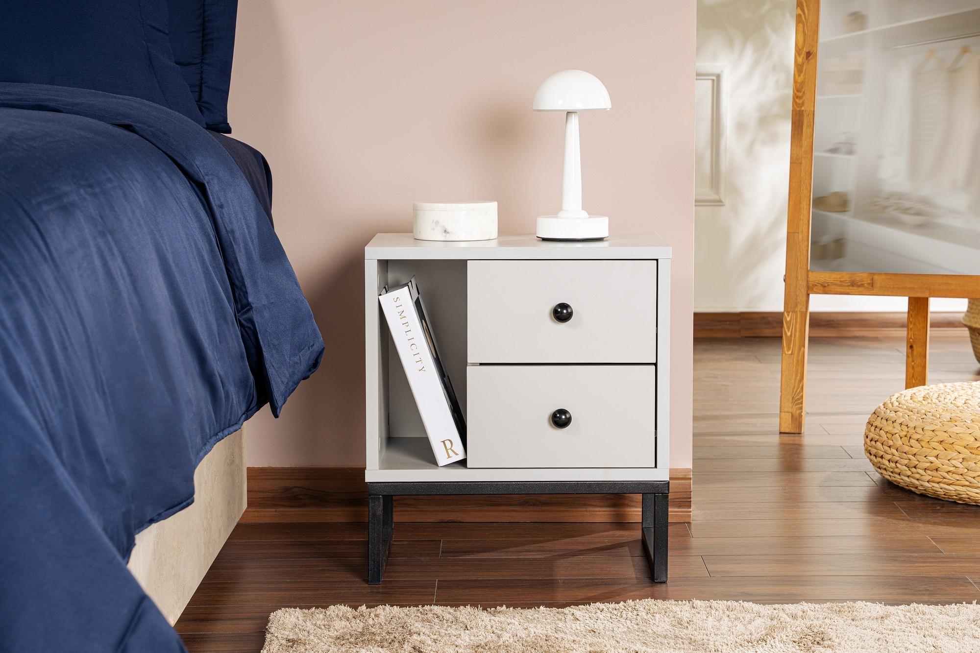 Glimmer Nightstand Grey with black legs 2