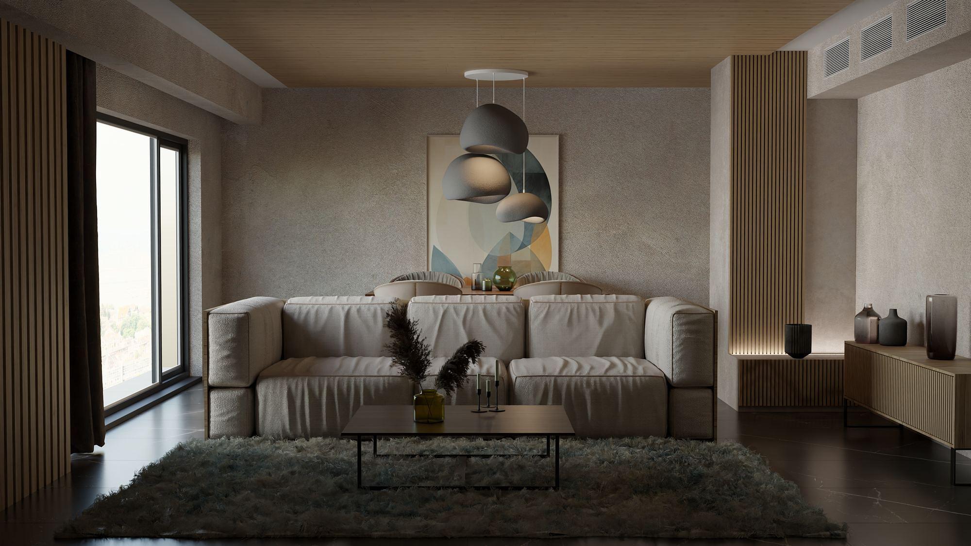 3-Flammig Wabi Sabi Ashveils Pendelleuchte Beton Grau 4