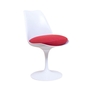 Knoll Tulip Chair Weiß mit rotem Sitzpolster 3