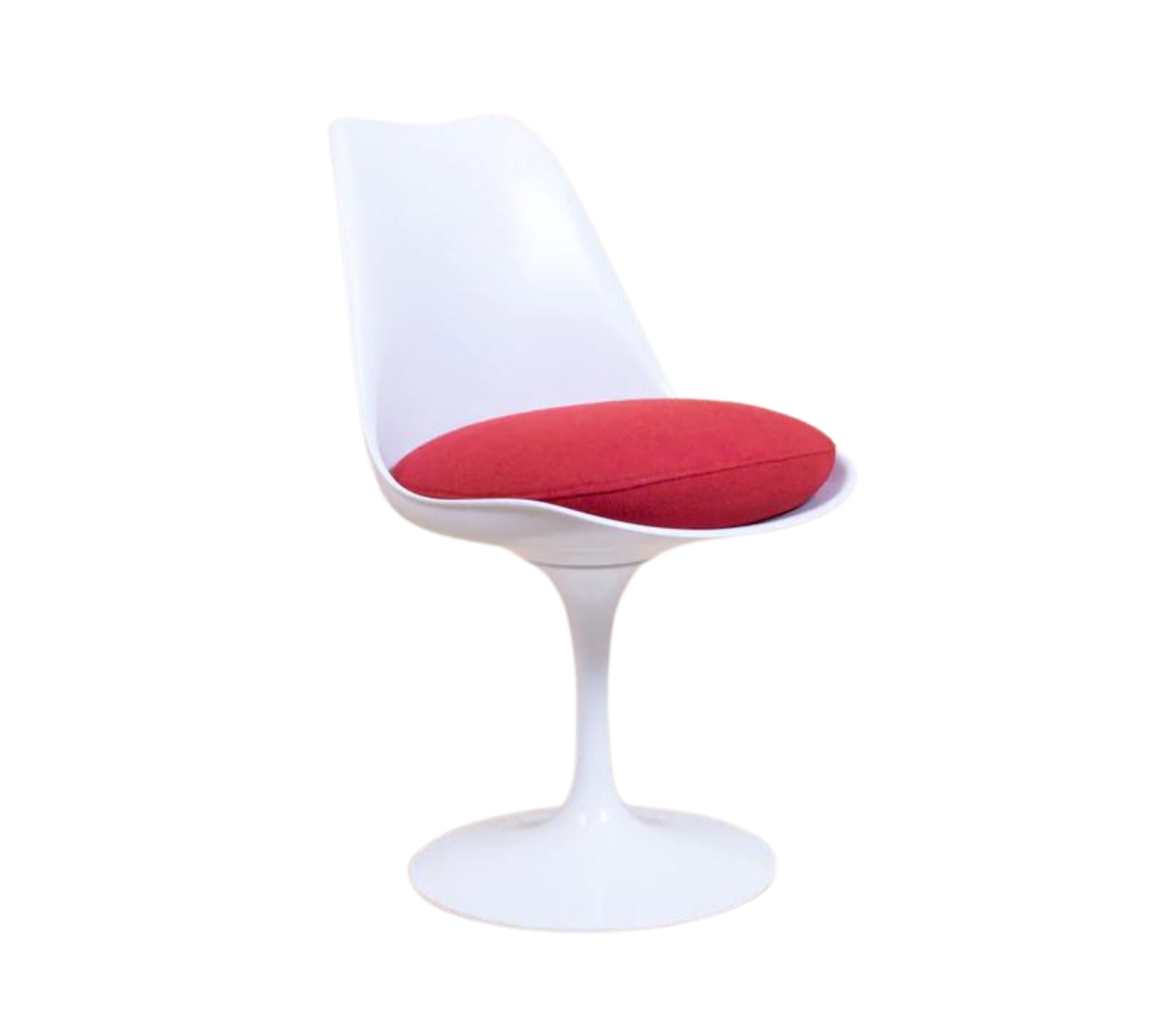 Knoll Tulip Chair Weiß mit rotem Sitzpolster 3
