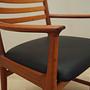 Vintage armchair Teak wood Leather Brown 1970s 14