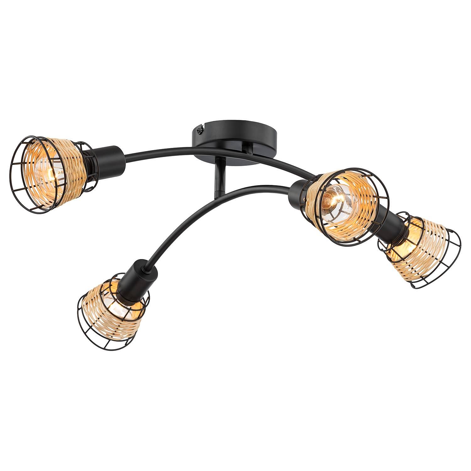 Lendum III Ceiling light Iron Rattan 4-light 1