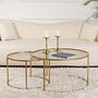 2x Gold Coffee Table Set Gold Bronze Ø80cm Ø60cm 2