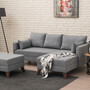 Schlafsofa Récamiere Rechts & Hocker Polyester Holz Grau 0