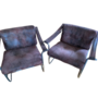 2x Sessel Stahl Leder Braun  0