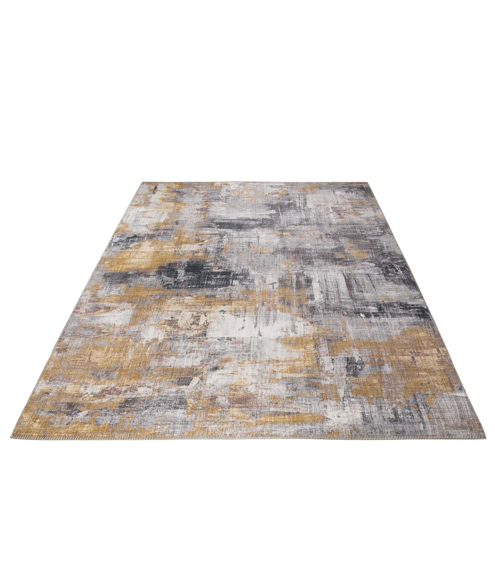 Teppich Kunstfaser Grau Gelb 80 x 150 cm 1