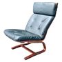 Vintage Sessel Leder Holz Dunkelgrün 3