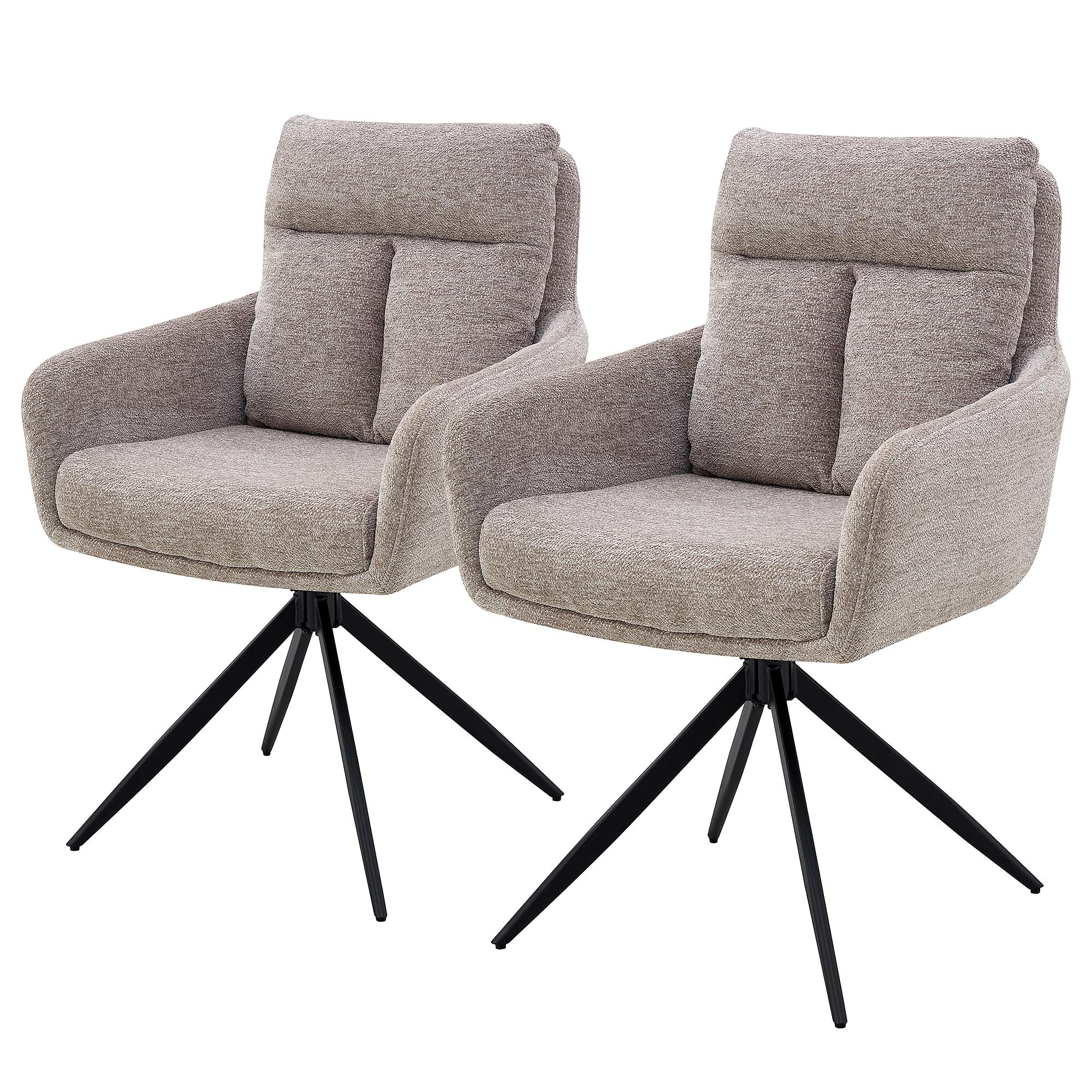 Swivel Armchair LOBBS Set of 2 Taupe 0