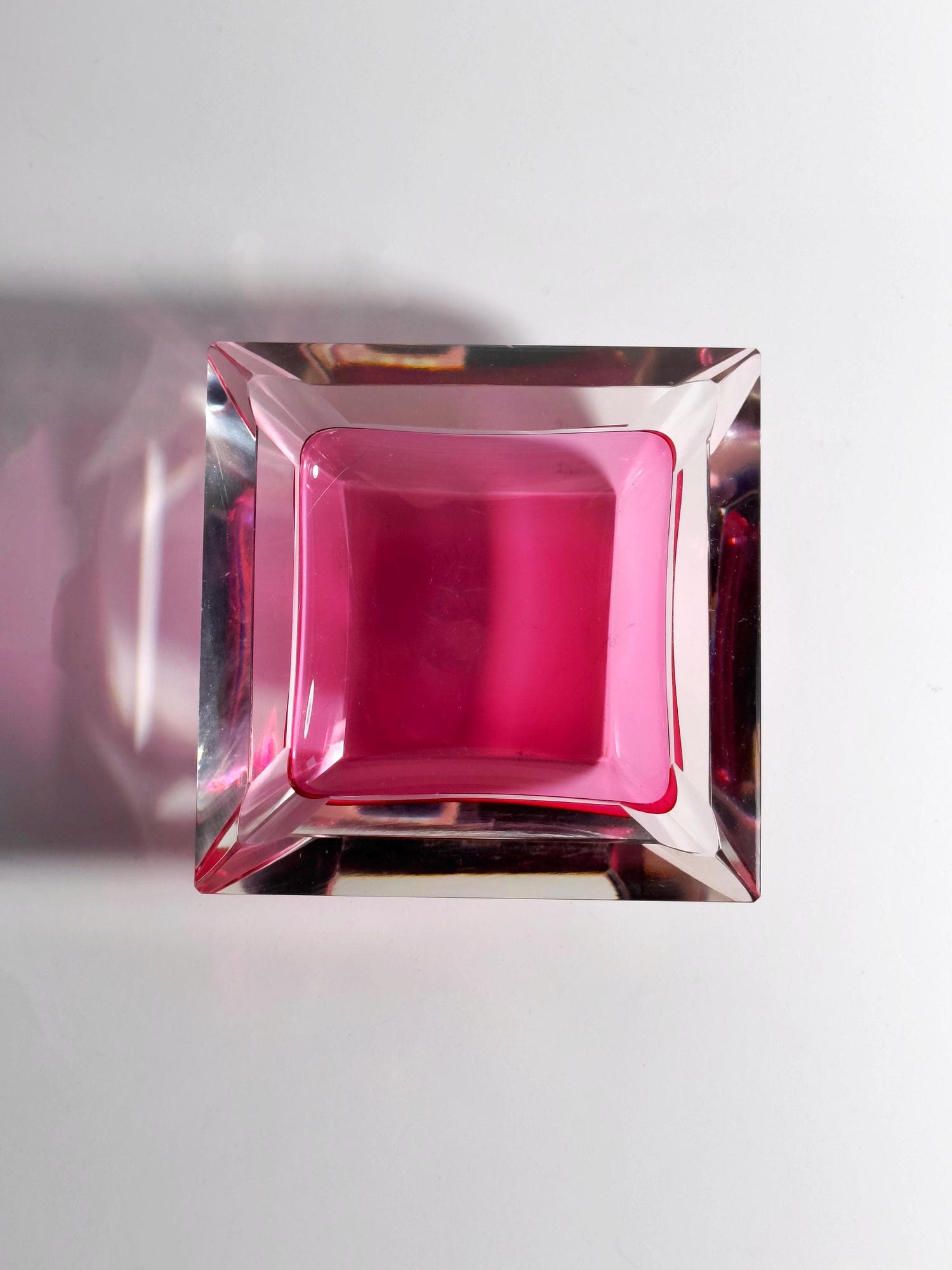 Vintage Aschenbecher Muranoglas Cranberry-Rot 80er Jahre 3