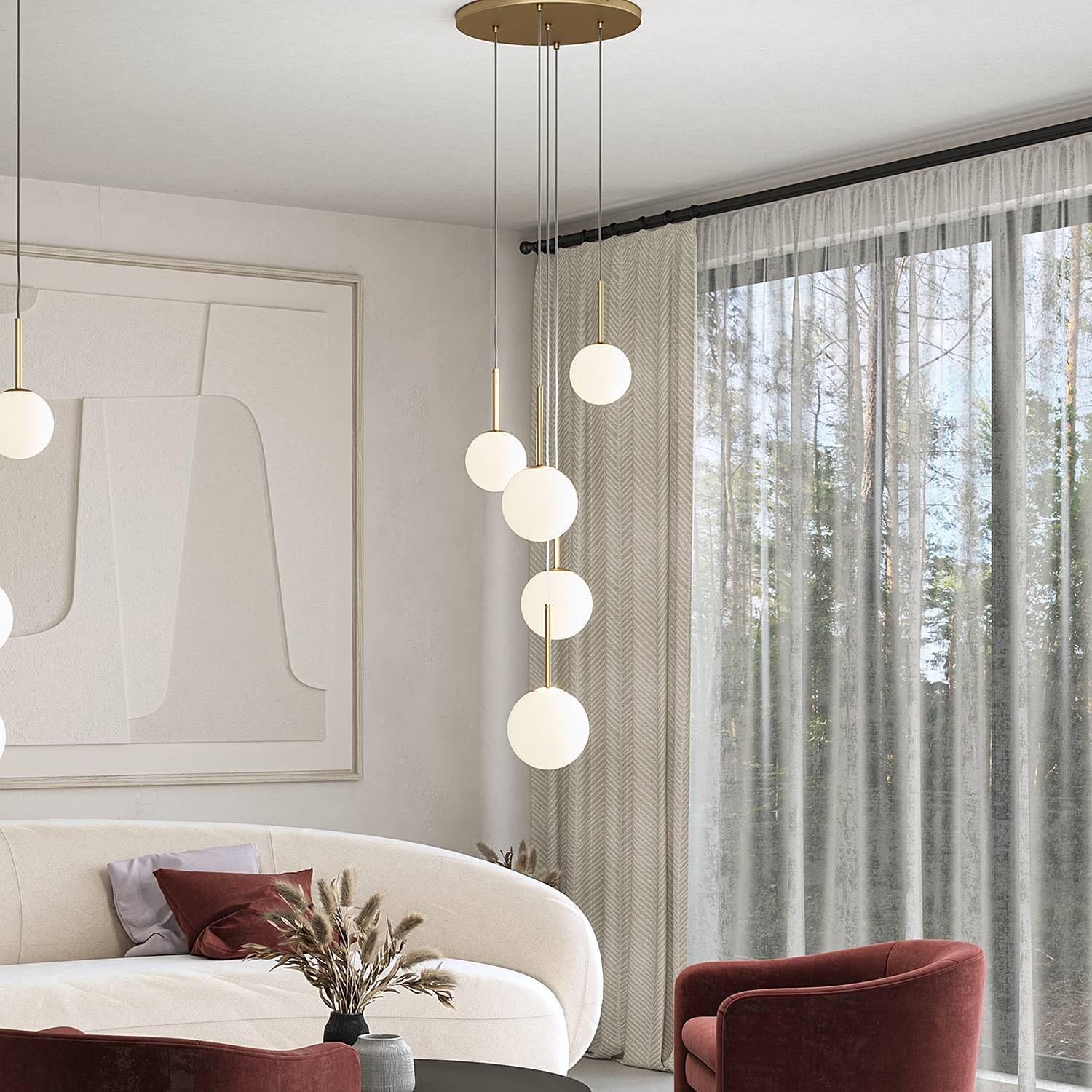 Basicform Typ G Pendelleuchte Milchglas Mischmetall 1